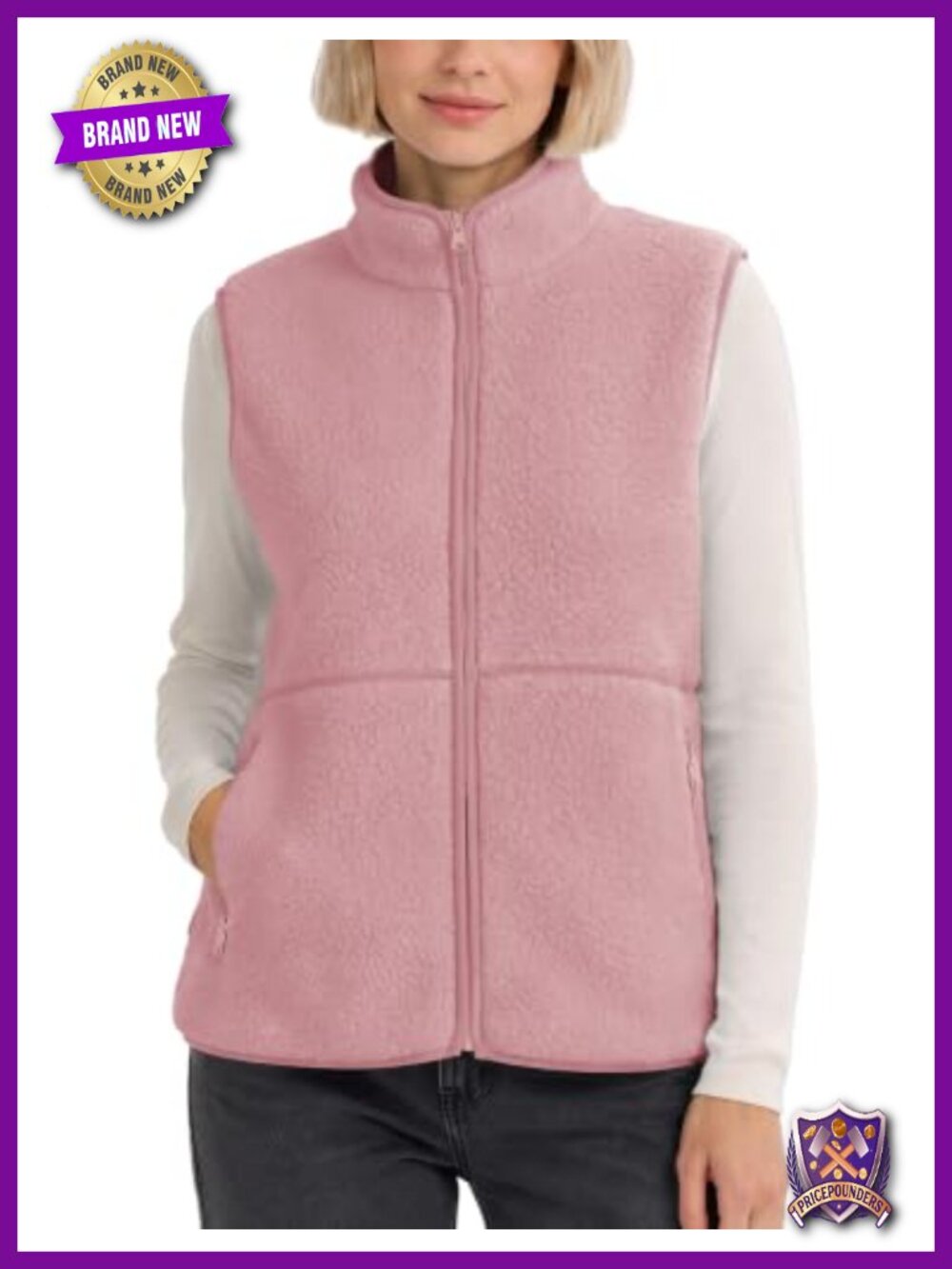 Fuzzy Sherpa Fleece Vest Warm Sleeveless Zip Up Outerwear